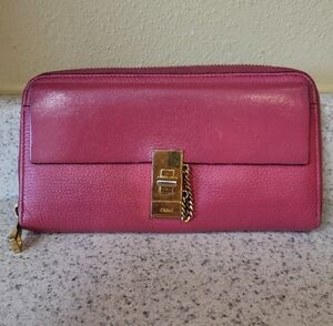 Chloe Pink Leather Wallet Zip Around